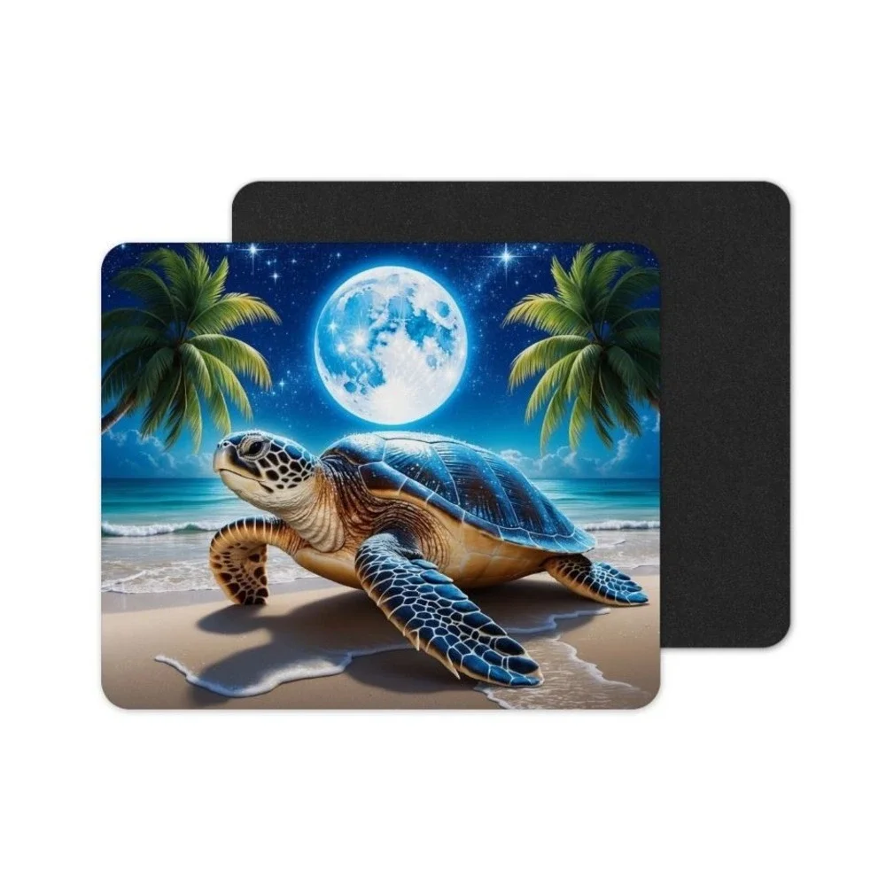 Sea Turtle Midnight Ocean Mouse Pad: Vibrant‎ Neoprene Computer Accessory
